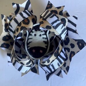 Hair Bow Clip On Animal Print Brand New